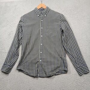 J Crew Flex Washed Slim Men's M‎ Plaid Button Down Shirt Blue Green Stretch